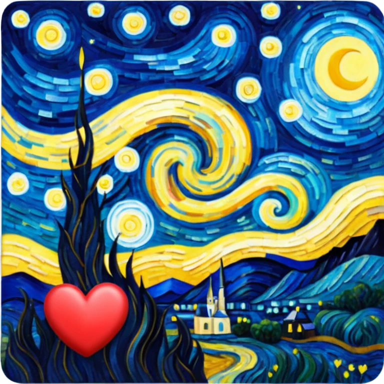 Vangogh starry night heart emoji