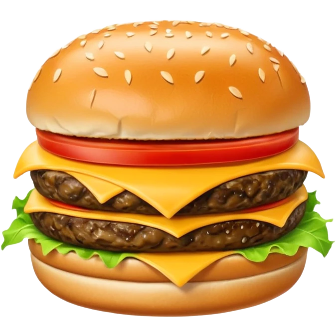 short, single patty cheeseburger with classic toppings emoji