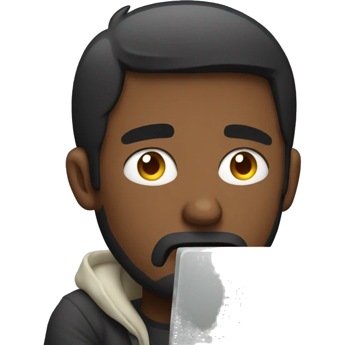 a depressed man gaming on his computer emoji