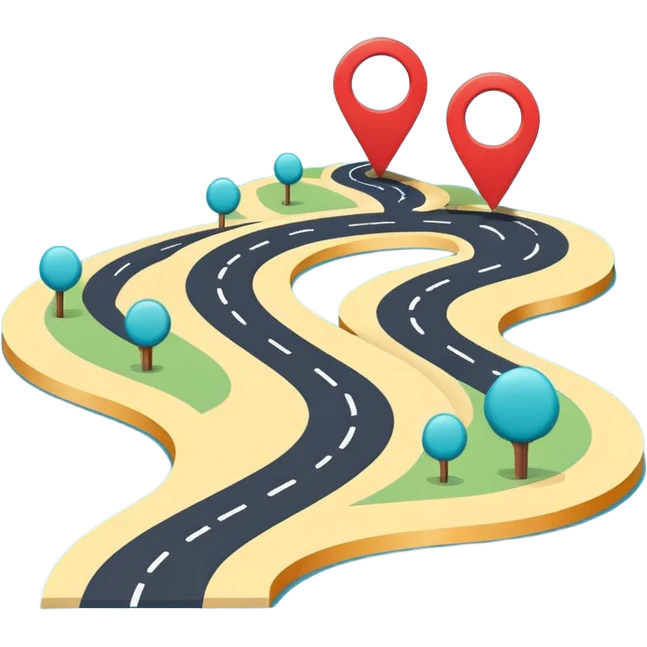 Very simple navigation map icon, bold clean lines, curved road with location pin, Waze style colors, flat design, minimal, no background
 emoji