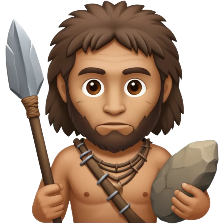 Cro-Magnon early human with primitive features and stone tools emoji