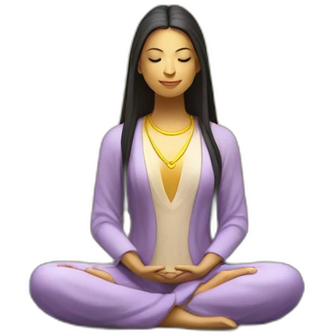 Redesign as a serene figure meditating on a lotus, with a peaceful aura, in an enchanted forest. emoji