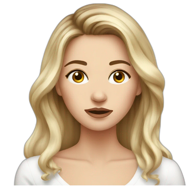 Upset, white women, balayage hair  emoji
