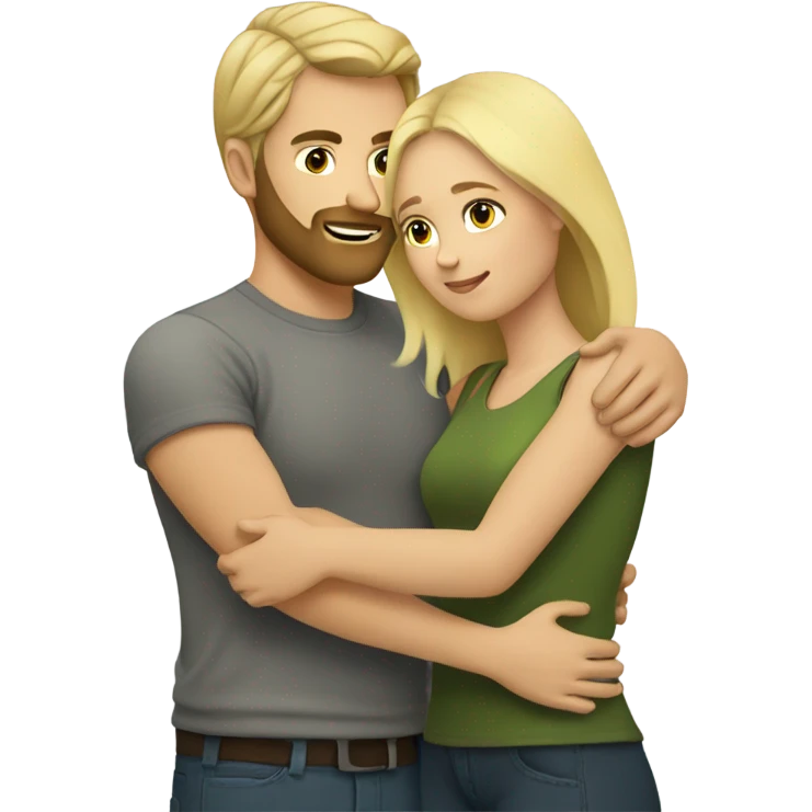 blonde woman long hair, hugging a blonde man with beard. he short hair emoji
