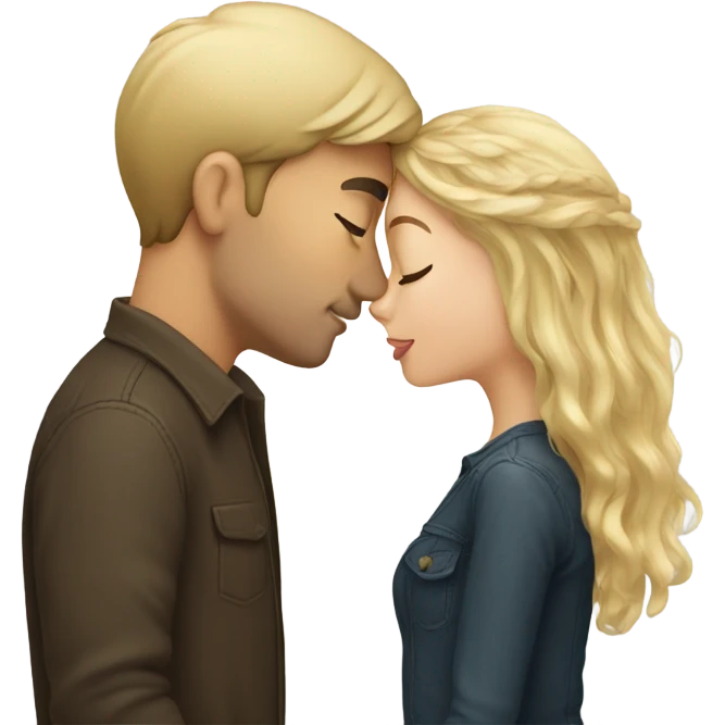 brown hair girl kissing blonde hair man emoji