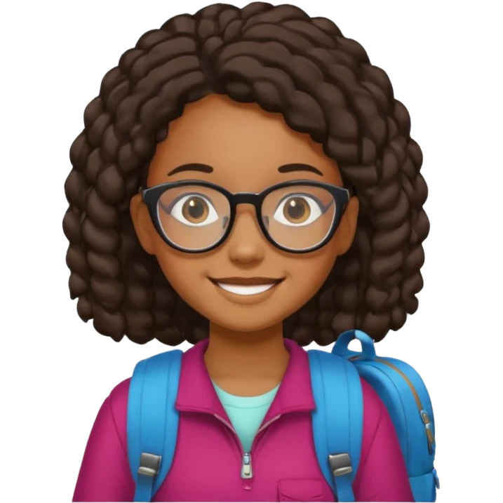 student black kid girl wearing glasses with backpack emoji