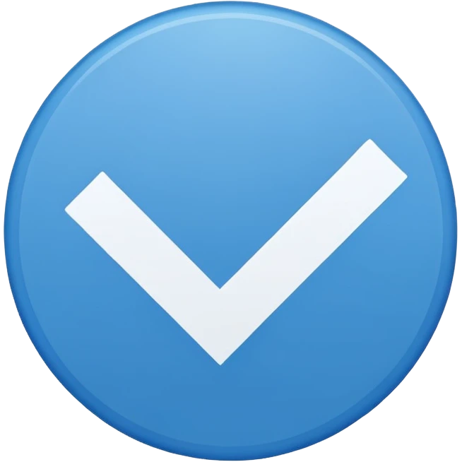 A blue circle entered by a white check mark emoji