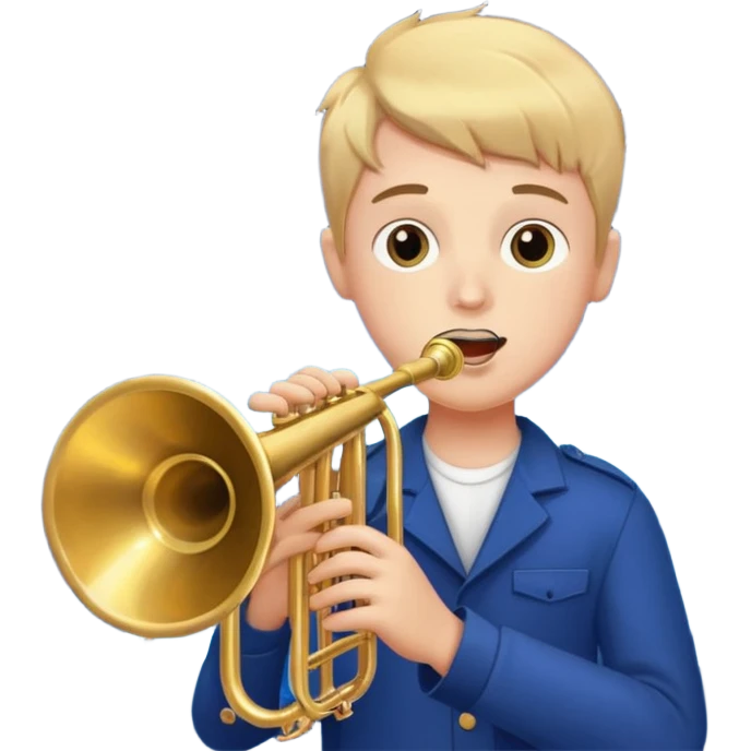 Boy holding trumpet with American flags and fireworks behind him emoji