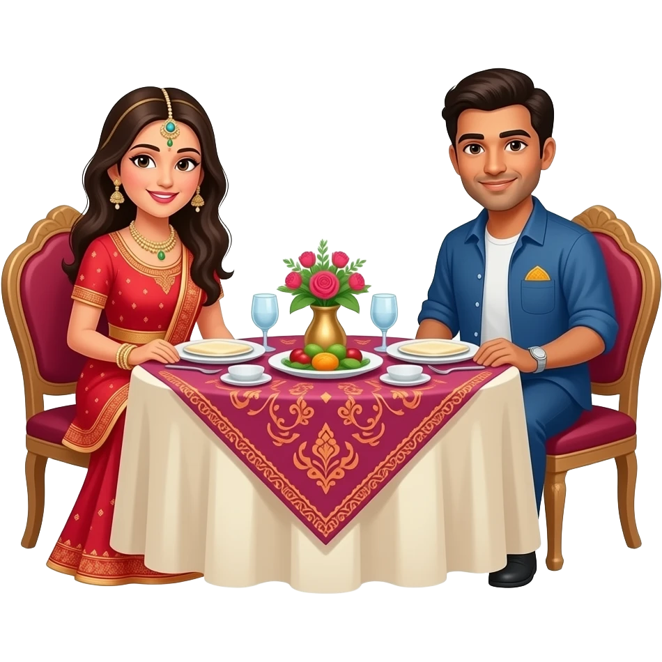 dinner recption indian style with couples emoji