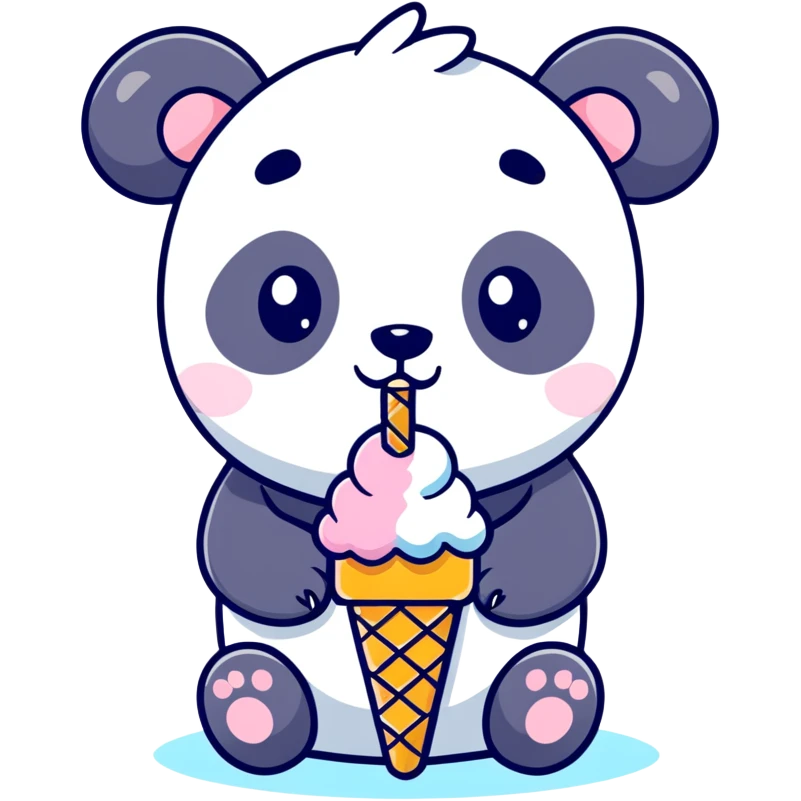 Panda eating ice cream emoji