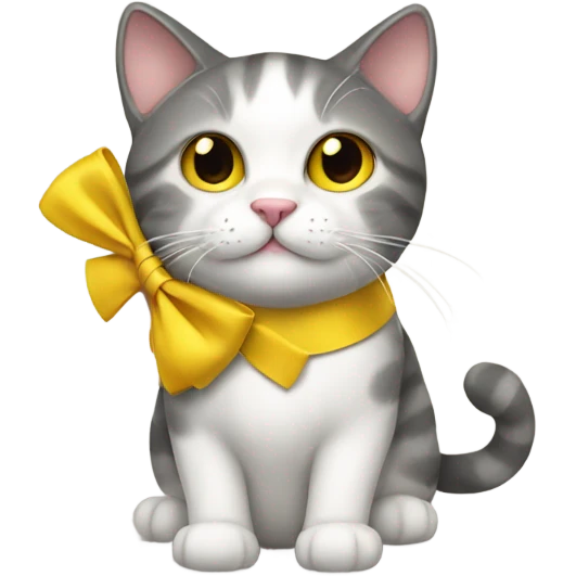 Cat with a yellow nose and a pino bow emoji