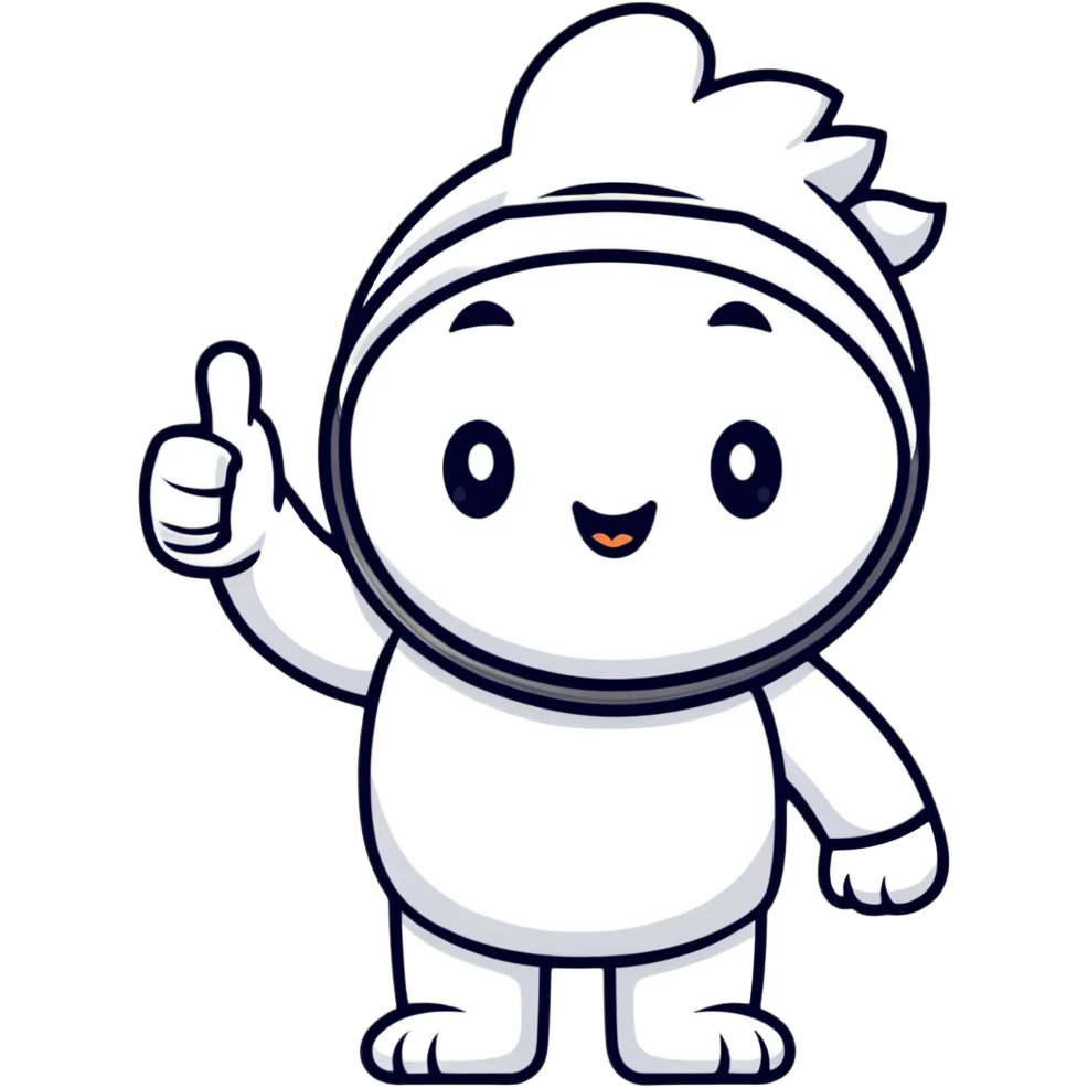 Character feeling proud with thumbs up emoji