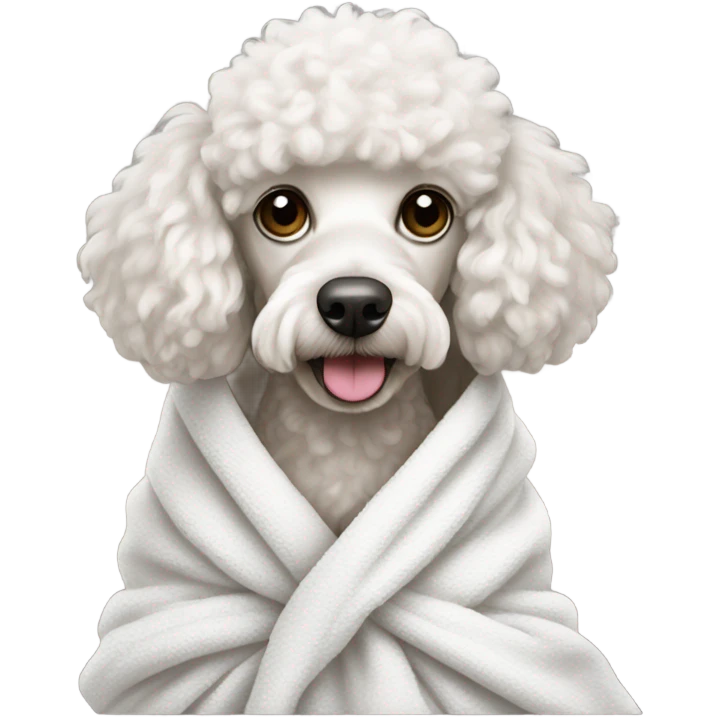 White poodle with a towel wrap  emoji