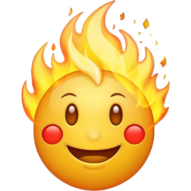 smiling yellow emoji with fire surrounding them emoji