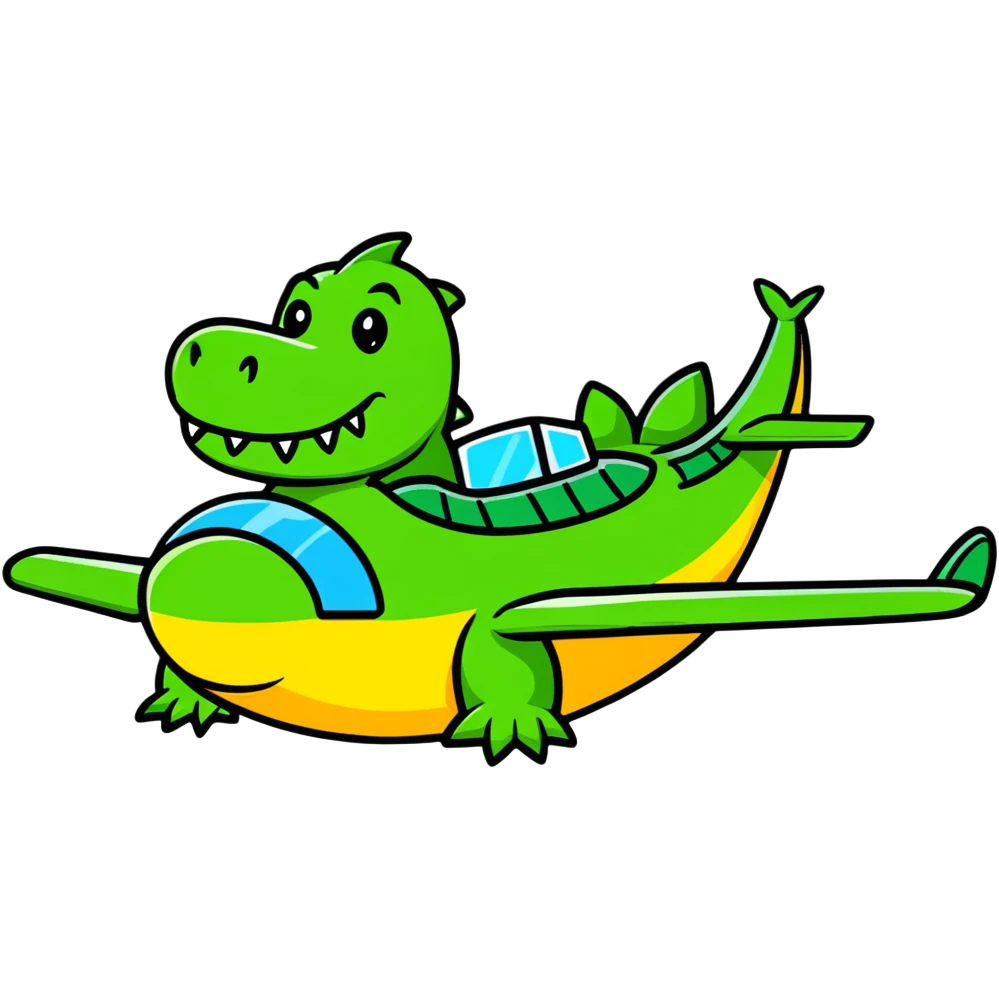 Un cocodrilo con cuerpo de avión emoji