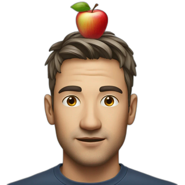 Apple on a man’s head emoji