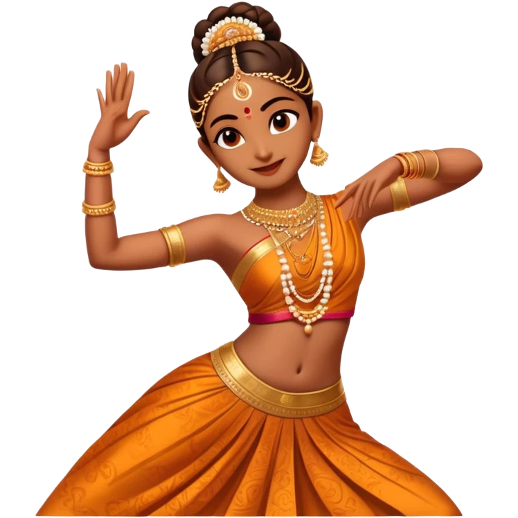 cinematic-realistic-bharatanatyam-dance-emoji,-depicted-as-an-elegant-classical-indian-dance-performance-with-graceful-poses,-intricate-costumes,-and-expressive-hand-gestures,-rendered-with-rich-textures-and-warm-dramatic-lighting, single dancer emoji