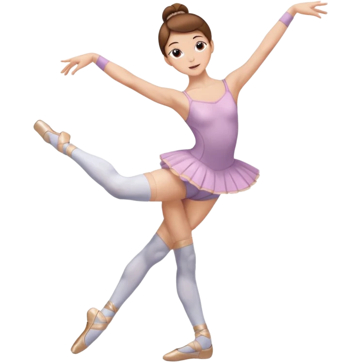 Ballet dancer in over the knee socks, leotard and brown hair emoji