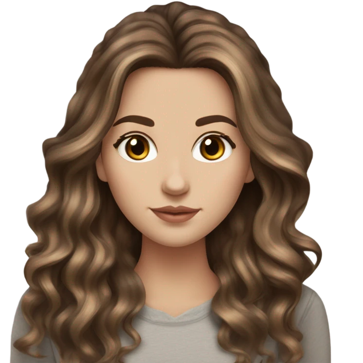 Beautiful realist White girl hazel eyes with long voluminous brown hair with brown highlights balayage  emoji