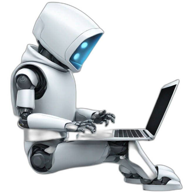 robot with hoodie and a macbook emoji