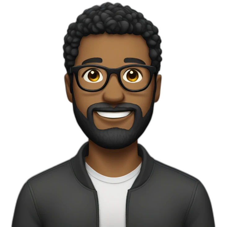 bearded short black hair guy with black glasses emoji