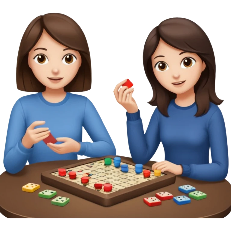 brunette friends playing board game emoji