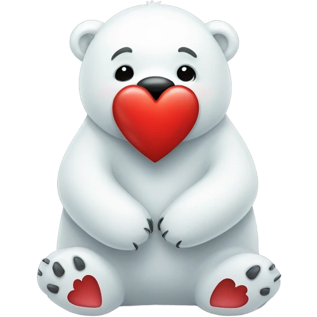 Polar bear holding a heart emoji