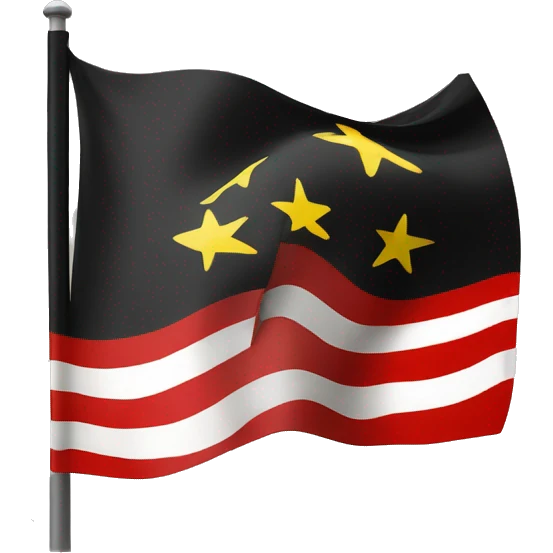 flag with black top and red bottom then yellow circle in the centre emoji