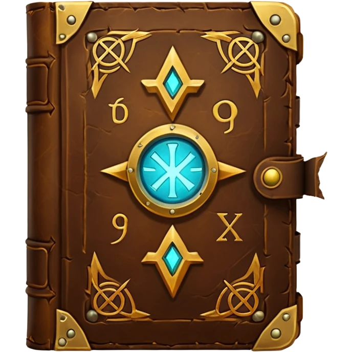 Spell Book – Old leather book with glowing runes and bookmarks emoji