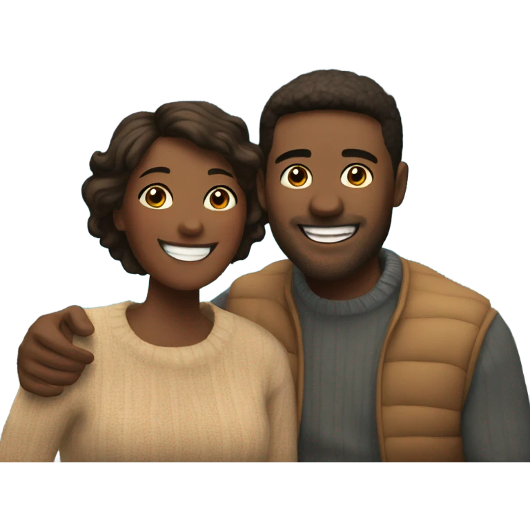 happy couple under christmas lights emoji