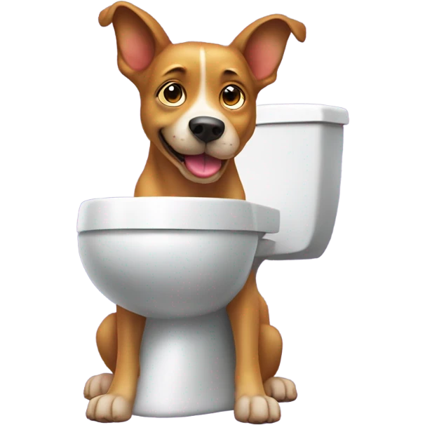 Dog taking a poop on a toilet emoji