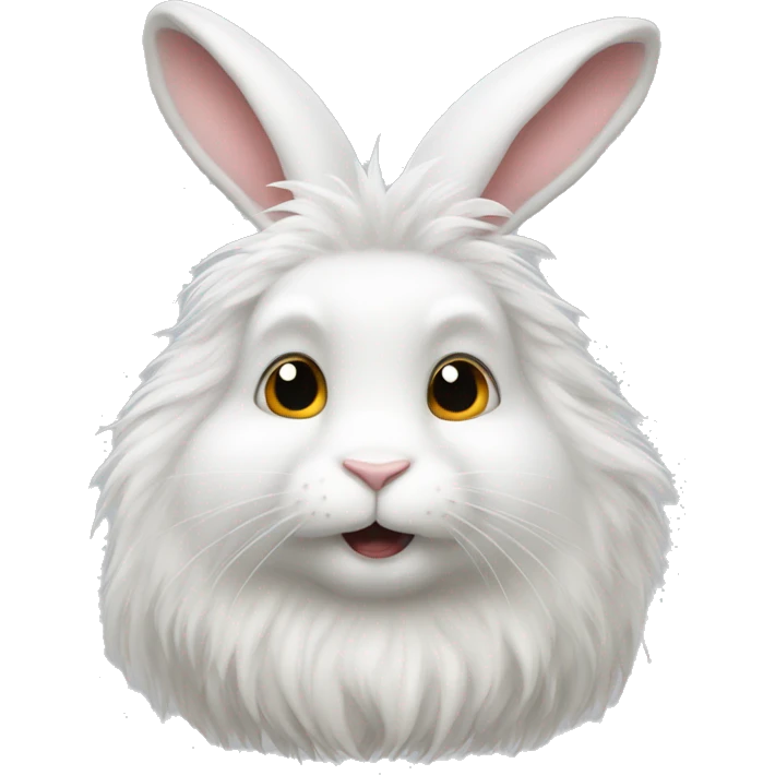 Fluffy white rabbit with mane emoji