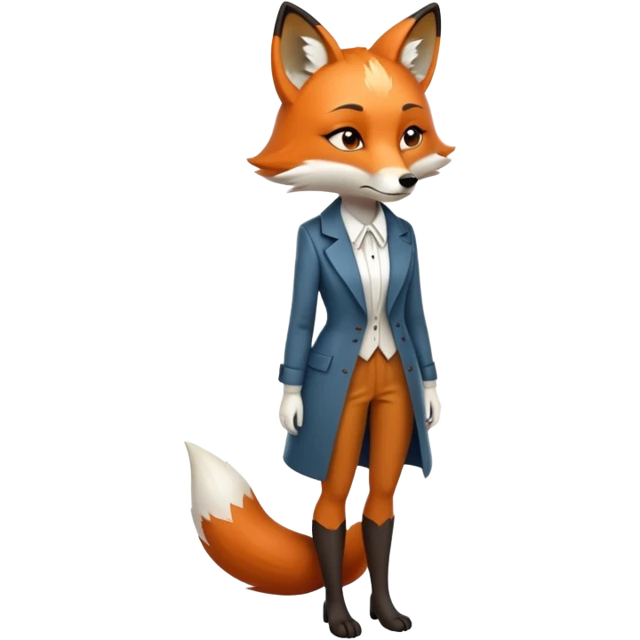 extremely sad anthropomorphised female fox in stylish outfit, no sunglasses, very sad and crying, looking to the left, full-body view emoji