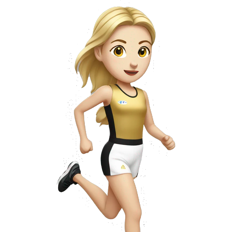White Girl runner wearing gold and black uniform  emoji