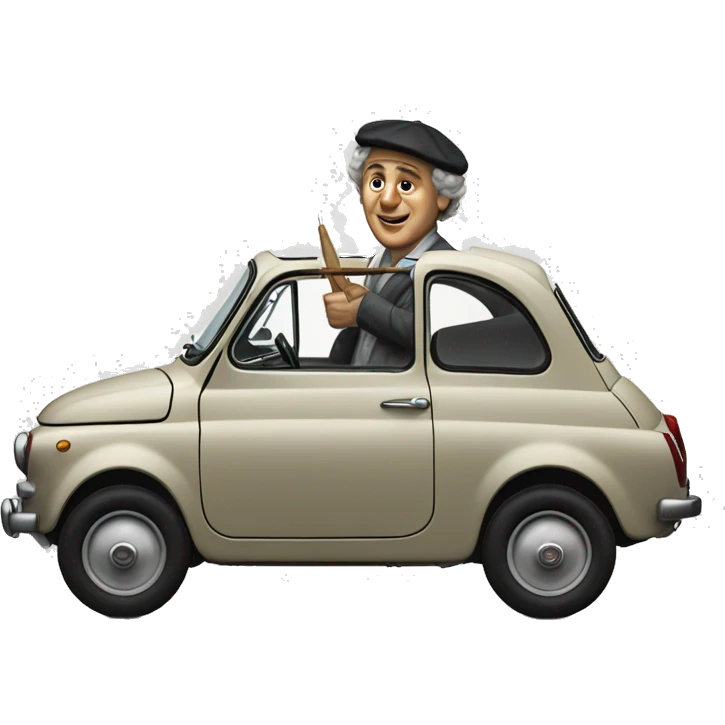 painter Goya driving a fiat 500 emoji