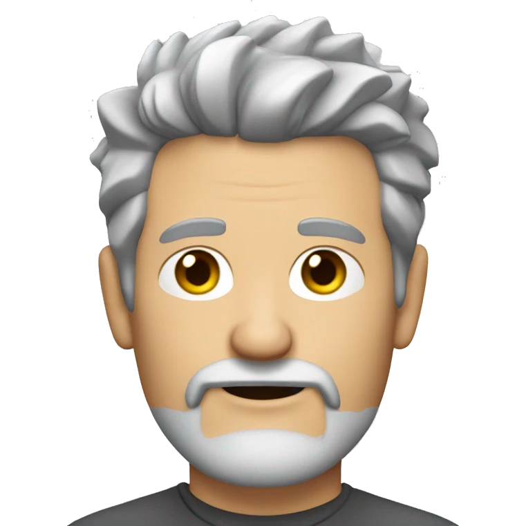 54 year old white male with grey spiky hair ad grey goatee beard emoji
