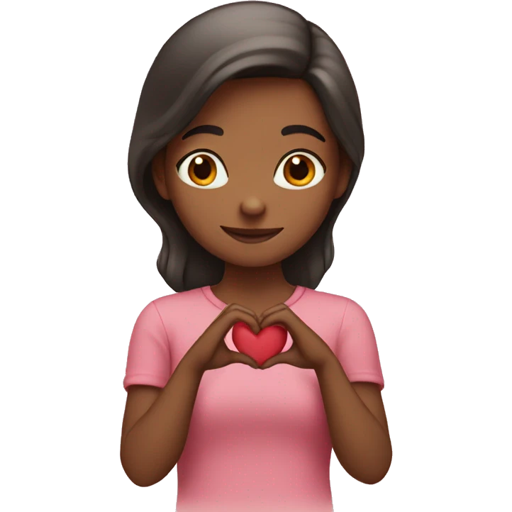 girl making a heart with her hands emoji