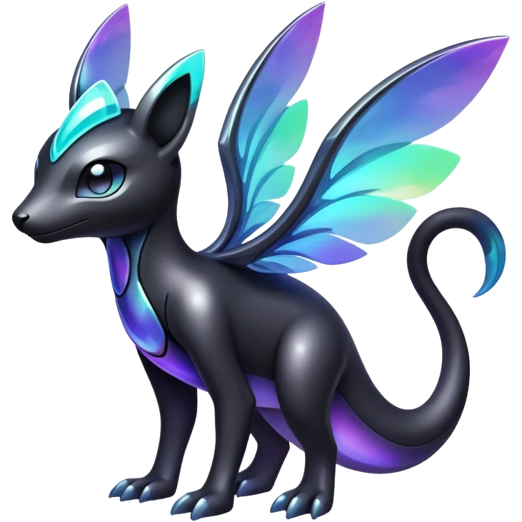 Modern futuristic Iridescent black dark fakemon-creature emoji