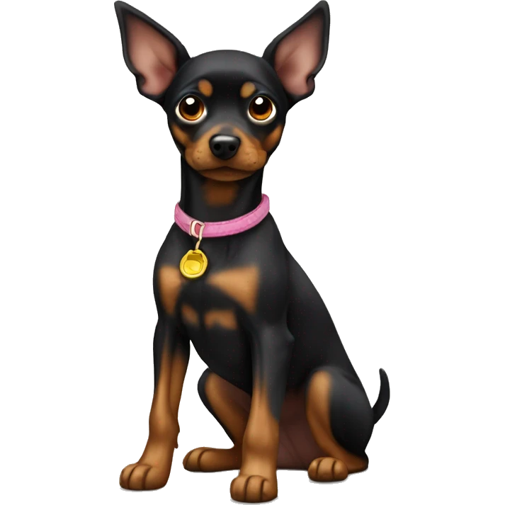 black brindle tan pinscher big ears emoji