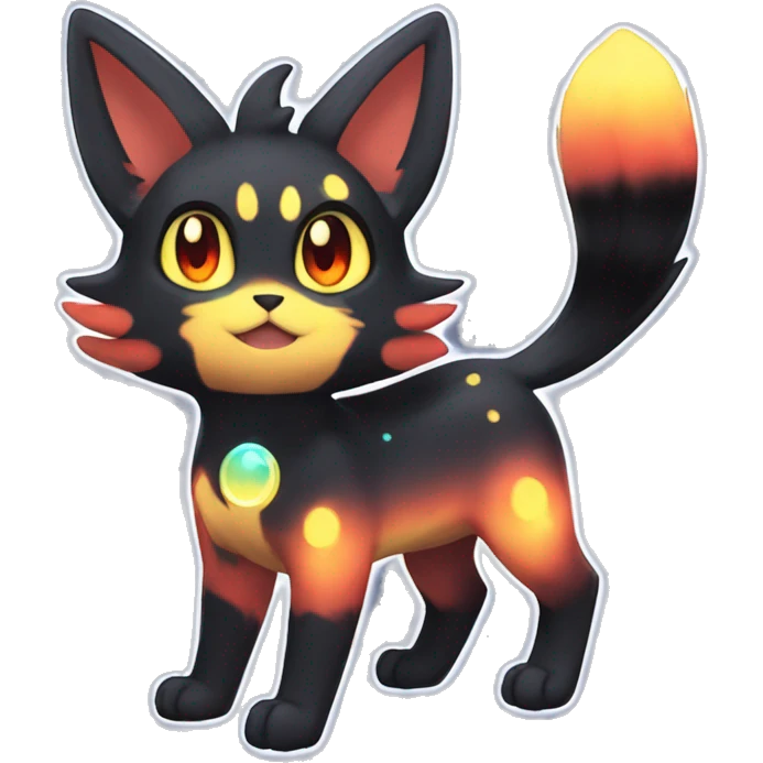 Shiny Sparkly Litten-Umbreon with gradient Nebula-colored markings full body emoji