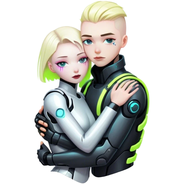 neon cyberpunk style hug emoji