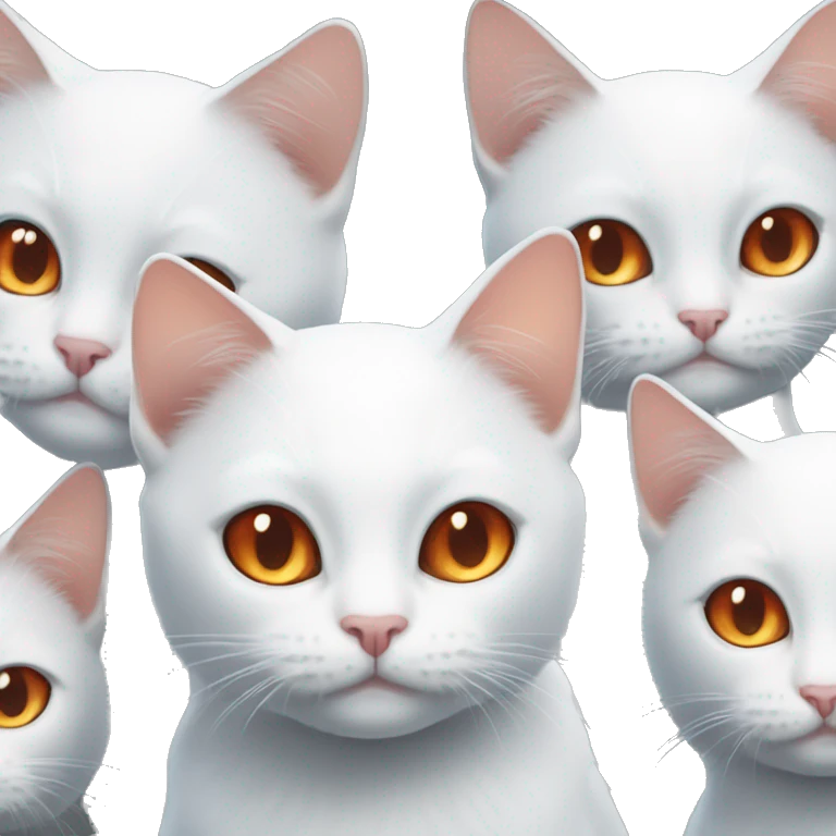 white and red cat with orange eyes together with white and black cat with blue eyes emoji