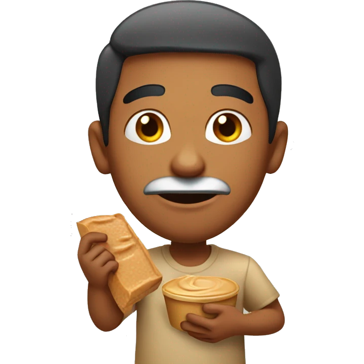 Indian man with mouth full of peanut butter emoji