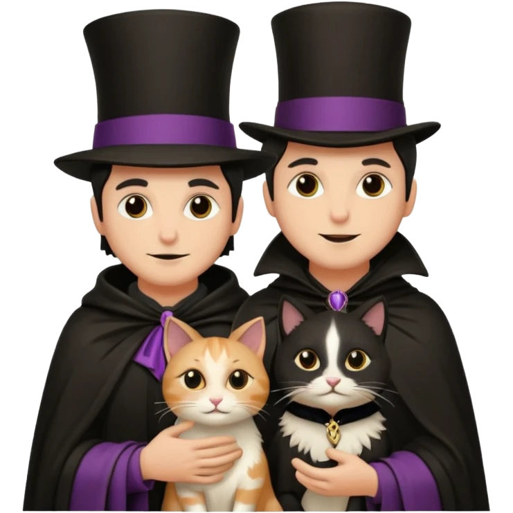 magician couple and their pet cat emoji