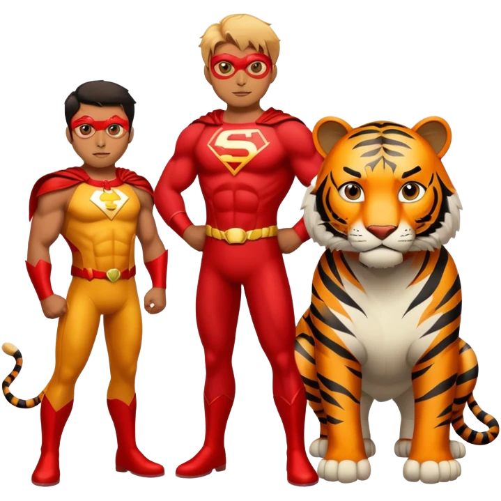 DANGEROUS TIGER WITH SUPER MAN  emoji