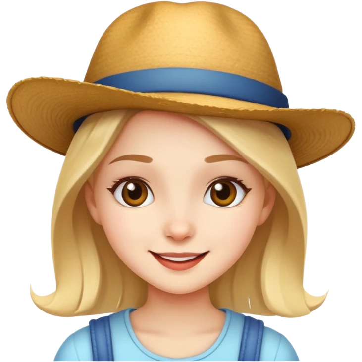 girl with a hat, cheerful expression emoji
