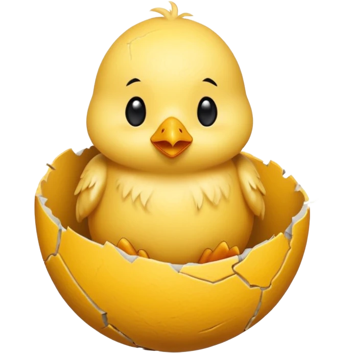cartoon chick sitting inside a cracked eggshell emoji
