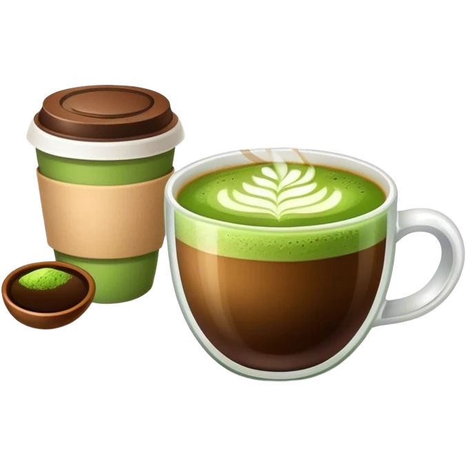 1 cup Coffee near 1 cup matcha emoji