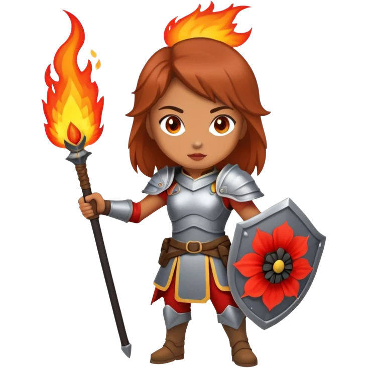 Young female warrior with fire powers inspired by The Poppy War emoji