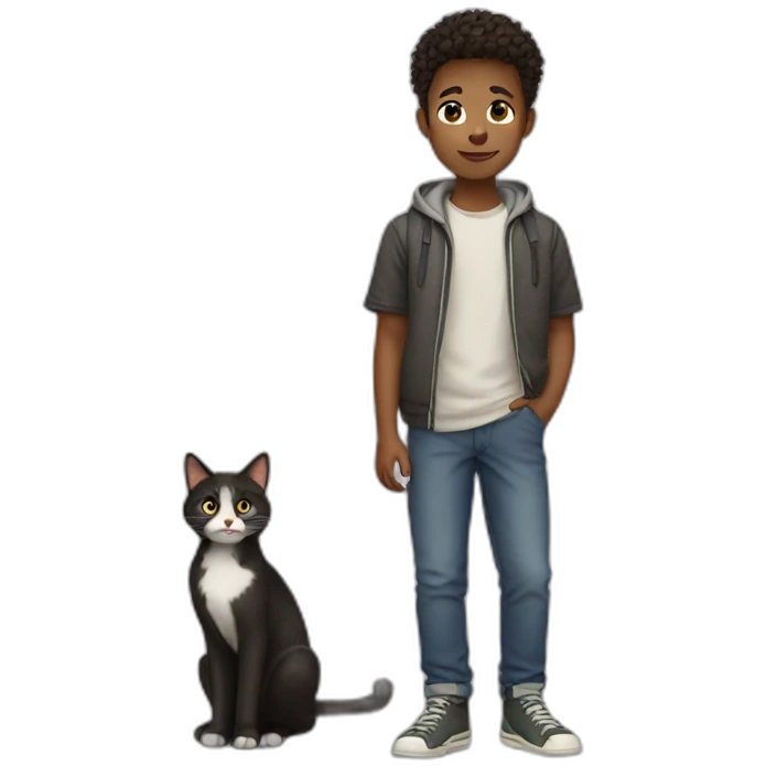 Boy with a cat emoji